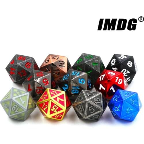 1pcs D20 Polyhedron RPG Dice 20-sides Accessories Metal Dice DND Black Color Digital Game Dice