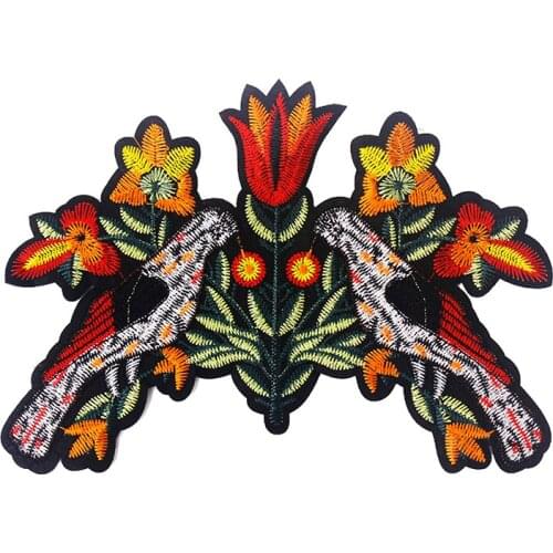 10piece Bird and Flower Patches Embroidered Applique Fabric Back Patches Decoration Sew On Patch Motifs Sewing Accessories TH211