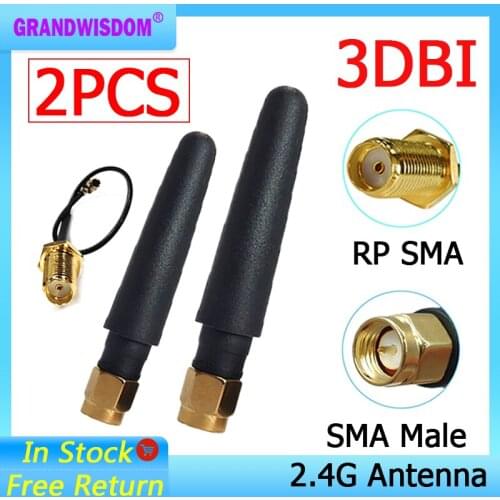 2pcs 2.4GHz antenna wifi SMA Male Connector 2~3dbi 2.4 ghz antena wi fi Small Size antenne white wi-fi antenas antennas router