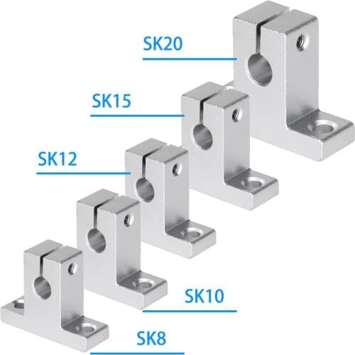 4pcs/lot SK8 SK10 SK12 SK16 SK20 Linear Optical Axis Support Seat Fixing Rail Accessory Bracket Hardware Fastener for Shaft