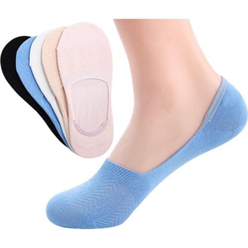 6 Pairs Womens Invisible Socks Summer Non-slip Silicone Breathable Girls Boat Sock Pure Color Cute Female Cotton Socks Sox Meias