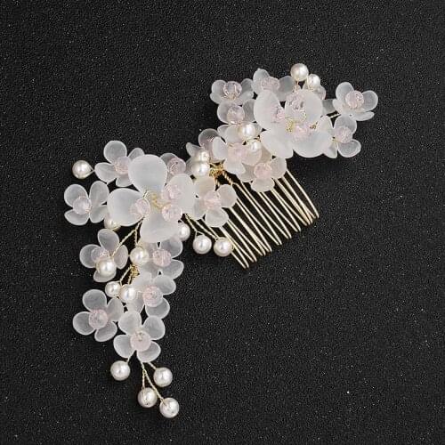 ACRDDK Handmade Alloy Flower Hair Comb Rhinestone Hairband Women Tiara Bridal Wedding Hair Accrssories SL