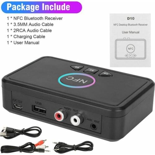 4 in 1 Bluetooth 5.0 Audio Receiver HD Low Latency NFC USB 5V DC Output With 3.5mm To RCA Cable For Bluetooth Audio/NFC Devices