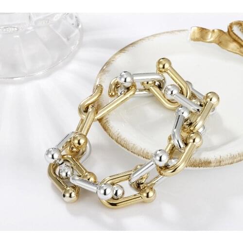 Hip Hop Stitching Chain Bracelet Trend Street Clap Hand Ornaments Geometric Twist Mixed Color Retro Ring Bracelet