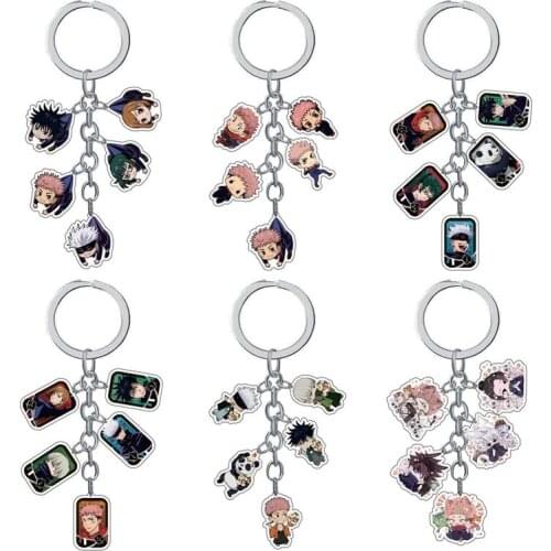 Anime Jujutsu Kaisen Keychain Satoru Yuji Itadori Fushiguro Megumi Kugisaki Nobara Toge Inumaki Panda Figure Keyring Gift