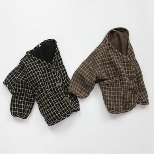 Childrens cotton cardigan autumn double-layer cotton linen cardigan coats baby girl winter clothes