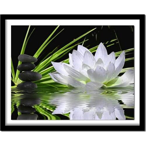 DIY Diamond Embroidery Flowers Diamond Painting Full Square Beaded Embroidery Cross Stitch Lotus Diamonds Home Decoration