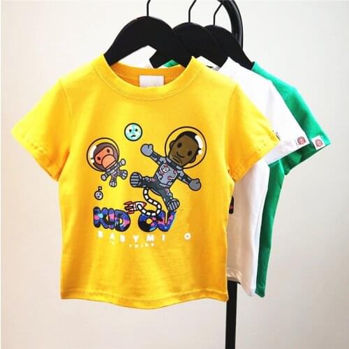 New Kids Boy Girls Animal Travel On the Moon Pattern Printed Summer Short Shirts Tops Tee Hip Hop Style Children Clothes