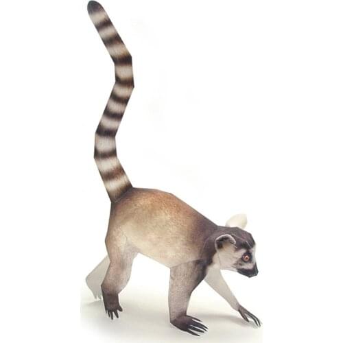 Ring-tailed Lemur Monkey Paper Model Mini Cute Folding 3D Papercraft Realistic Animal DIY Kids Adult Handmade Craft Toys WE-010