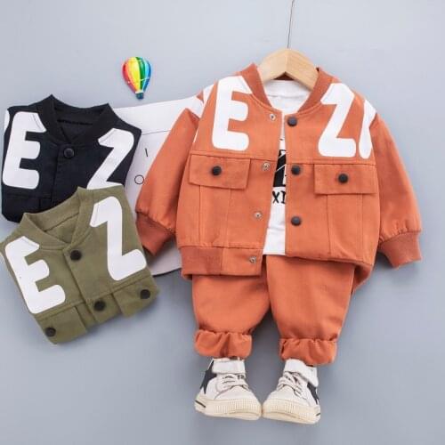 Boys Clothing Sets Children Fashion Cartoon Baby Long Sleeve T-shirt Coat And Pants Suit 3pcs Outfits Kids Sport Suit1-4 years