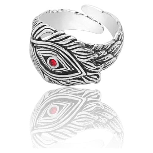Creative Retro Wings Feather Eyes Male Punk Alloy Ring Adjustable Opening Nightclub Trend Men And Women Fashion Jewelry 2020