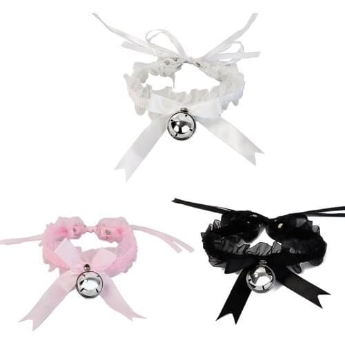 Sweet Cute Choker Necklaces for Women Sexy Punk Delicate Shiny Bell Ruffle Ribbon Elegant Cat Ornaments Prom B03B