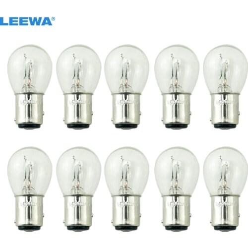 LEEWA 10pcs 24V BAY15D 1157 P21/5W S25 Car Clear Glass Lamp Brake Tail Bulb Truck Bus Indicator Halogen Lamp #CA1227