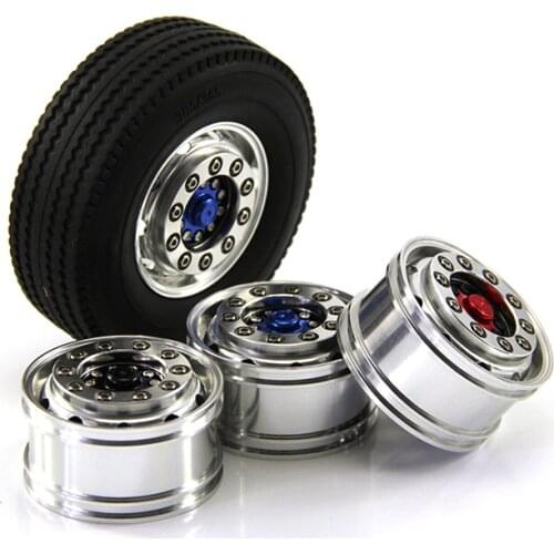 1/14 Tractor Trailer Wheel Hub Aluminum Alloy Unpowered/Powered Wheel Rim Metal Wheels for 1:14 Tamiya Truck Accessories