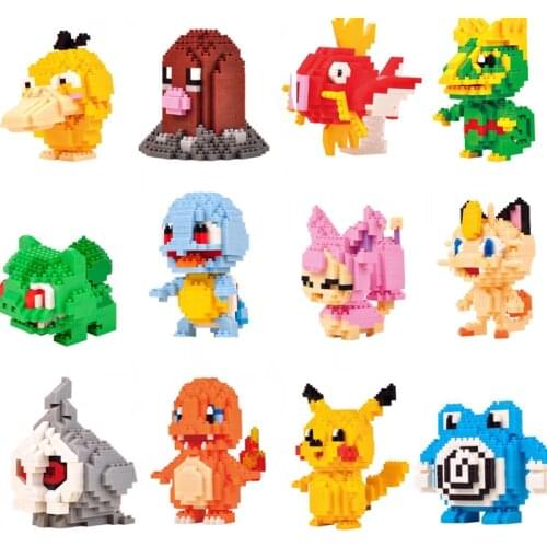 LNO Mini Building Blocks Poke Brick Cartoon Monsters Character Psyduck Koffing Kecleon Model Educational Games Toys for Children
