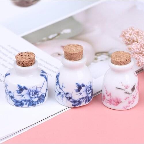 Mini Ceramic Glass Dappen Dish Bowl Cup With Wood Lid Acrylic Liquid Glitter Powder Bottle DIY Nail Art Tools Peony/Magpie