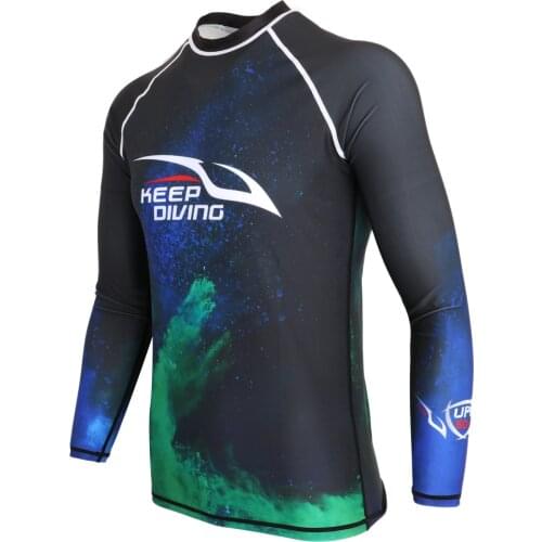 Mens Super Stretch Scuba Diving Wetsuit Top Surfing Snorkeling Rash Guard