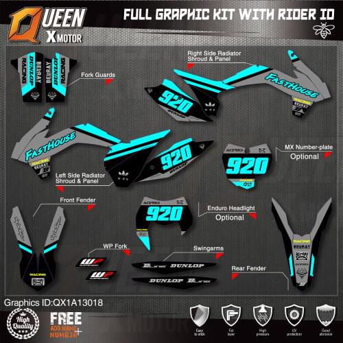 QUEEN X MOTOR Custom Team Graphics Decals Stickers Kit For KTM 2013 2014 2015 SX SXF , 2014 2015 2016 EXC XC-W EXC-F 18