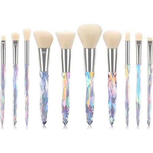 10pcs Professional Crystal Diamond Makeup Brushes Set Foundation Highlighter Powder Blush Eyeshadow Brush Make Up Brush Comestic