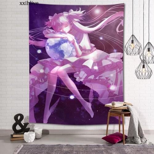 Wall Tapestry Japanese Anime Mahou Shoujo Madoka Background Decorative Wall Hanging For Living Room Bedroom Dorm Room Home Decor