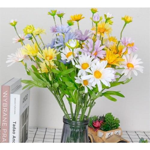 2021 New Artificial Flowers 5Head Daisy Christmas Wedding Decoration Sunflower Fake Flowers Bouquet Living Room Table Home Decor