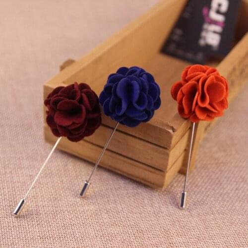 New Fashion Flower Fabric Lapel Pins Rose Solid Floral Brooches for Women and Men Suits Handmade Brooch Christmas Gifts 20pcs