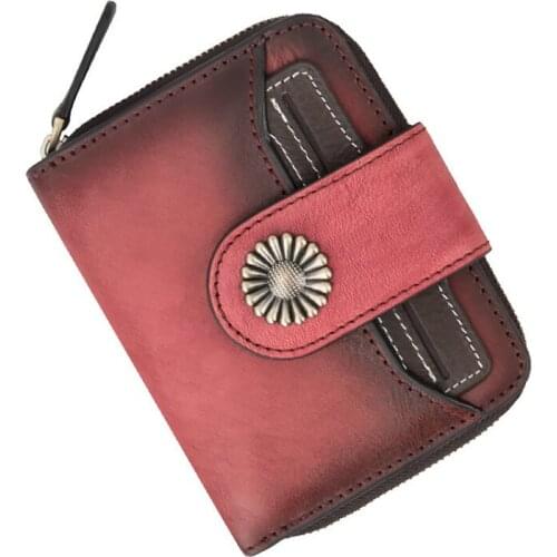 New Women Retro Wallet Small Zipper Girl Wallets Brand Designed Leather Women Coin Purse Female Card Holder Wallet