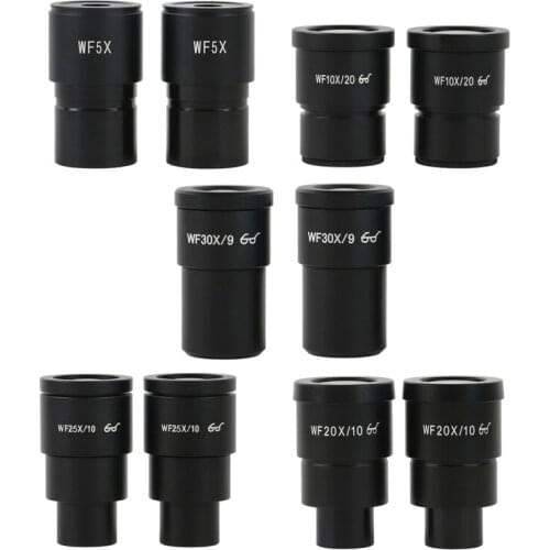 One Pair WF10X/20 High Eye-point Eyepiece Magnification WF10X WF15X WF20X WF25X WF30X WF5 15mm 10mm 10mm For Stereo Microscope