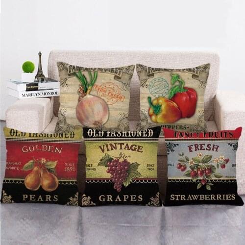 Wholesale 45cm*45cm Fruit and vegetable series Linen/Cotton Throw Pillow Covers Couch Cushion Cover Home Decor Pillowcase