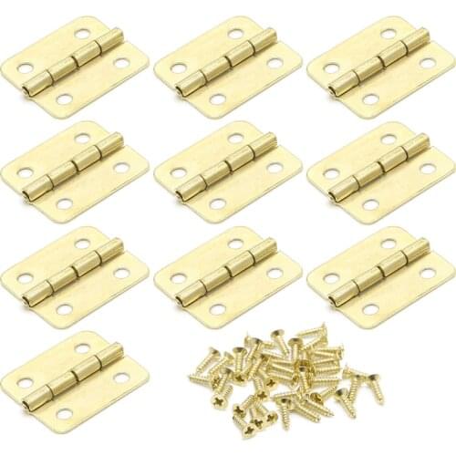 10Pcs Kitchen Cabinet Door Hinges Furniture Accessories 4 Holes Gold Drawer Hinges for Jewelry Boxes Furniture Fittings 18x16mm