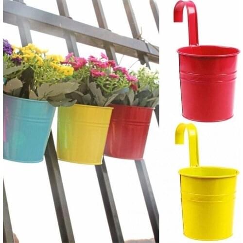 Hanging Flower Pot Hook Wall Pots Pail Iron Flower Holder Balcony Garden Planter Home Decor Plant Pots Flower Holder with Nail