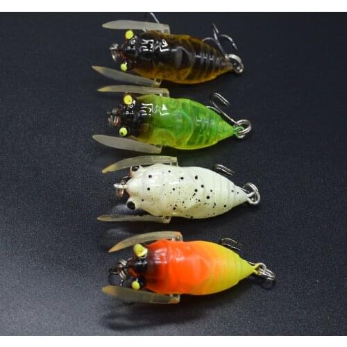 4Pcs/Lot 5cm 6g Topwater Lifelike Insects Fishing Lure Cicada Baits Fishing Lures For BassPike Carp Wobblers Fishing Tackle