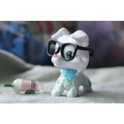 Rare Pet Shop Custom Made OOAK Cute New Collie White Blue Eyes With Glasses