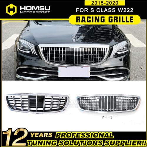 For S Class W222 Maybach style ABS Grille For w222 Chrome Front Racing Grill fit for 2015-2019 S320 S400 S350 S500 S450