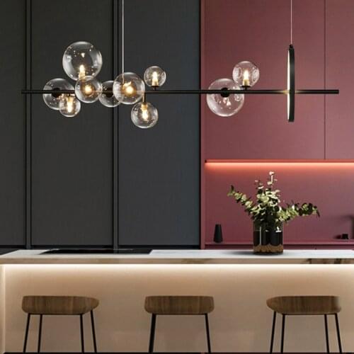 Nordic Bubble Glass Ball LED Chandelier Lighting Modern Dinning Room Chandelier Lamp Bar/Restaurant Hanging Light Fixture