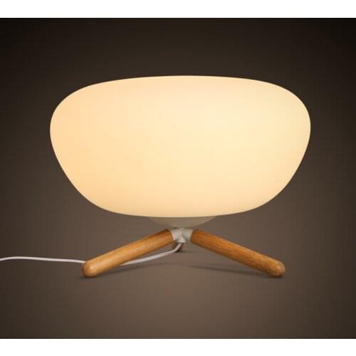 Modern simple individuality Japanese style glass shade ball table lamp bedroom bedside living room decorative lamp