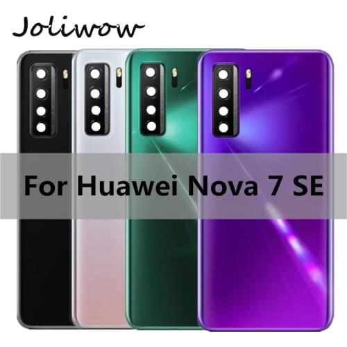 For Huawei Nova 7 SE Battery Cover Glass Back Housing Door For Huawei nova7SE nova 7 se Back Battery Cover + Camera Lens