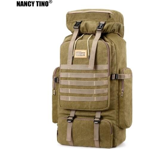 NANCY TINO Outdoor Bag Leisure Simple Nylon Backpack 80L Capacity Hiking Climbing Wear-resistant Mountaineering Bag Camouflage