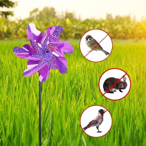 Reflective Whirl Pinwheels Spinners Windmill Windmills PP+Polyester Film Garden Decor Holographic Glitter Gold DIY Bird-driving