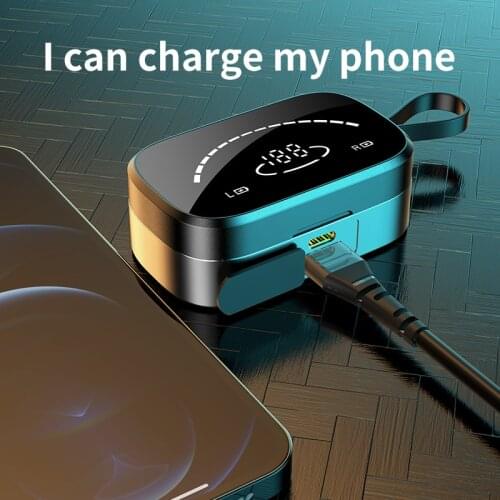 TWS Wireless Earphones Bluetooth 5.0 Headphones IPX7 Waterproof Earbuds Bass Stereo 3500MAH Battery LED Mirror Charging Case