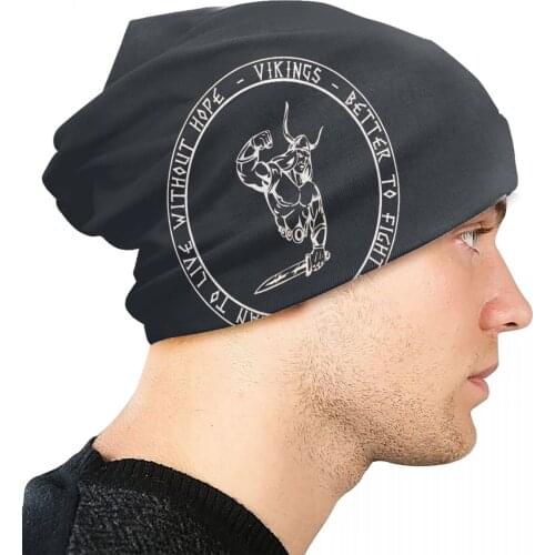 VIKINGS Better To Fight And Fall (Golden V Bonnet Hats hip hop hat R339 Vintage Unisex Knitting Hat