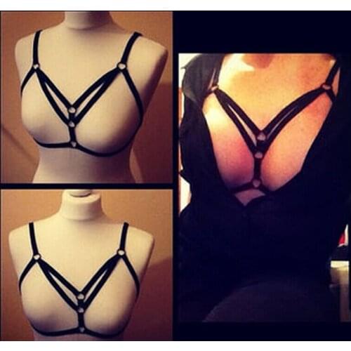 Body Harness Bandage Girl Elastic Bra Straps Cross Bra Crop Top Hollow Out Unlined Bandage Bra Underwear B0416