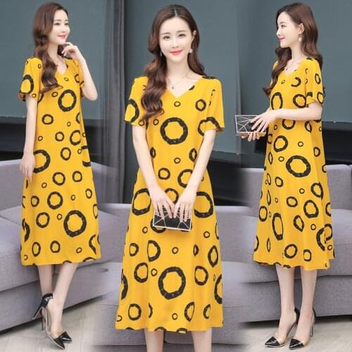 Dress Women cotton Floral Print Dress Vintage Beach Dress 2021 Women Floral Print Short Sleeve Dresses Plus Size