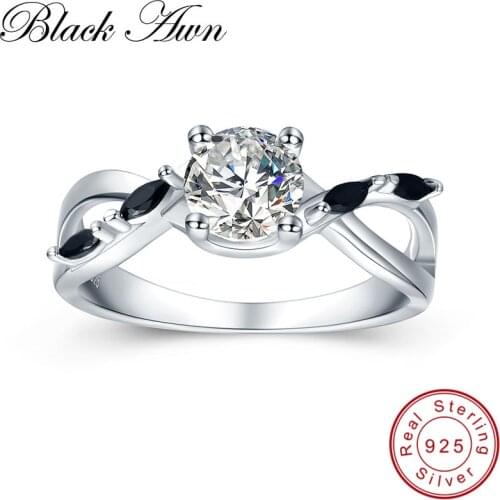 [BLACK AWN] Noble 925 Sterling Silver Fine Jewelry Trendy Wedding Rings for Women Engagement Bague Size 6 7 8 C417