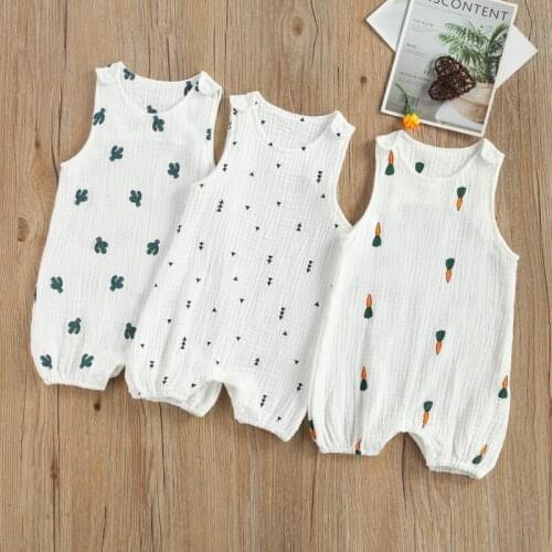 0-24Months Newborn Baby Girls Boys Cotton Jumpsuit Sleeveless Print Romper Stylish Romper for Kids Children Boys Girls