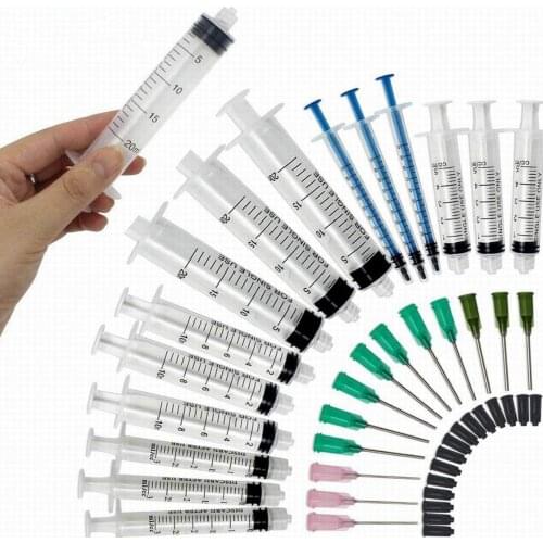 1 set Syringes Set 20ml 10ml 5ml 3ml 1ml Blunt Tip Needle with Caps Luer Slip Syringe Glue Applicator Multi-functional Measurin