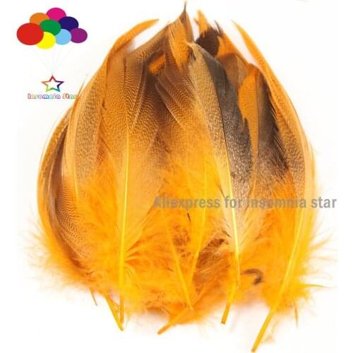 100pcs/lot 7-12CM or 2-4inch Dyed Orange plumas faisan colores view Wholesale Duck Feathers Real Duck Flank Decoration