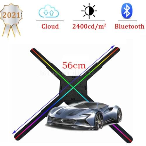 2021 56cm wifi cloud app bluetooth 3D Hologram Projector Advertising Display LED Holographic Fan Naked Eye Fan Light 3d fan