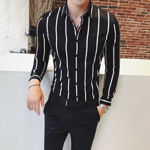 2021 Male Quality Good Button Newest Shirts Men Casual Shirt Striped Brand Long Sleeve Slim Floral Social Club Man Dress Shirt