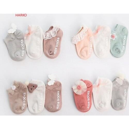 3 Pcs/lot 0 to 24M Spring Summer Baby Socks Solid Color Infant Baby Floor Socks Soft Cotton Anti-slip Boat Socks For Girls носки